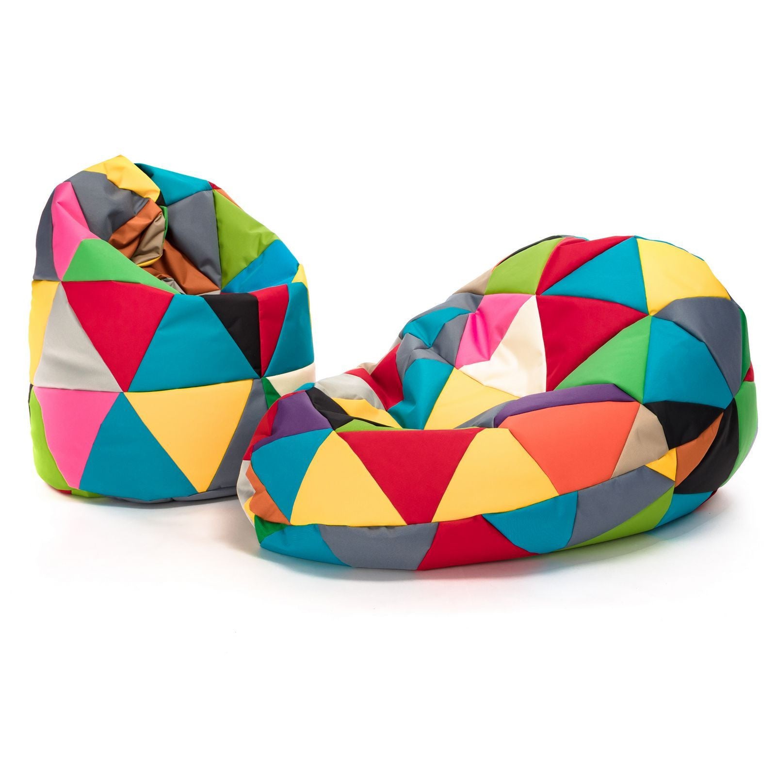 Pouf Poltrona Sacco L Patchwork Design in Ecopelle