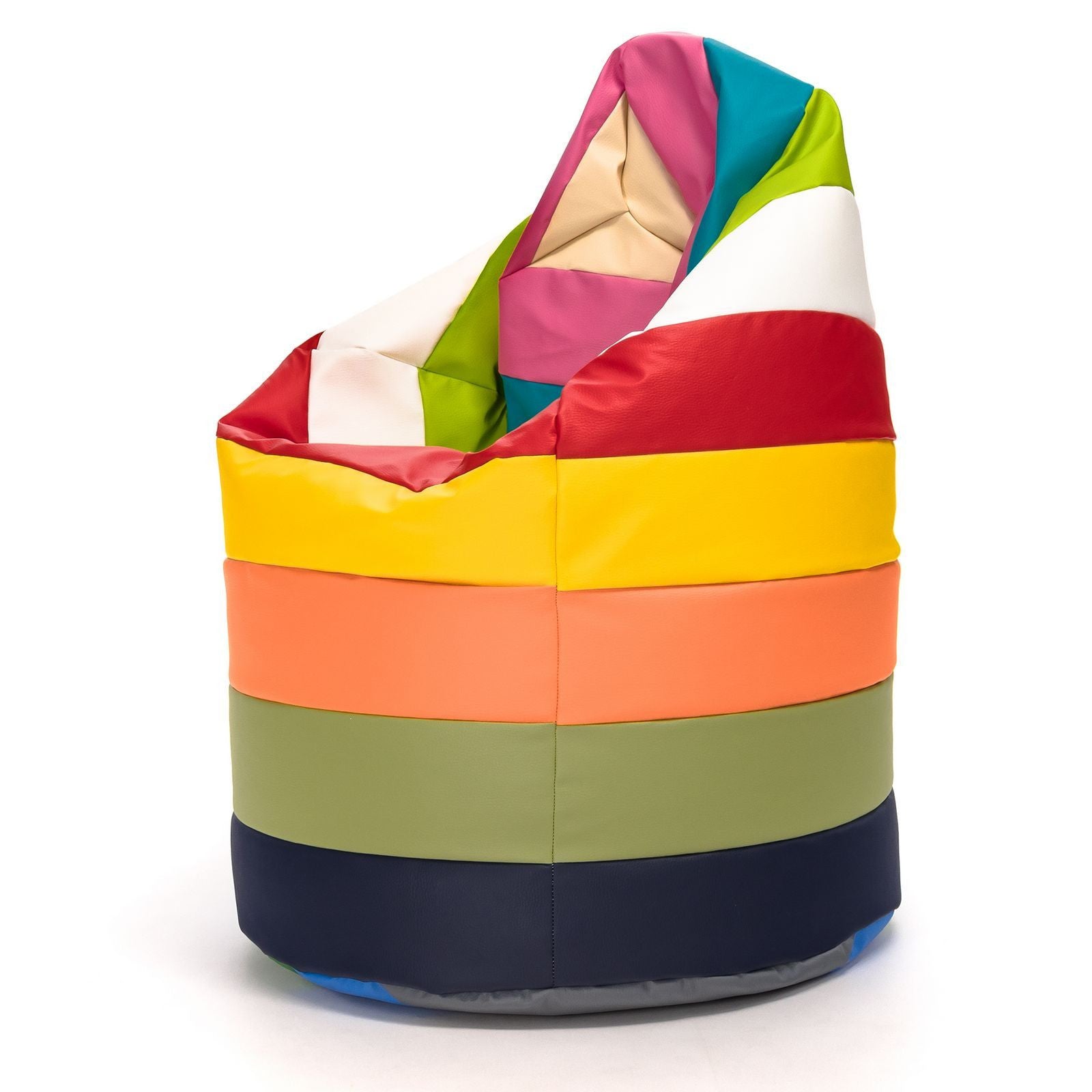 Pouf Poltrona Sacco L Patchwork Design in Ecopelle