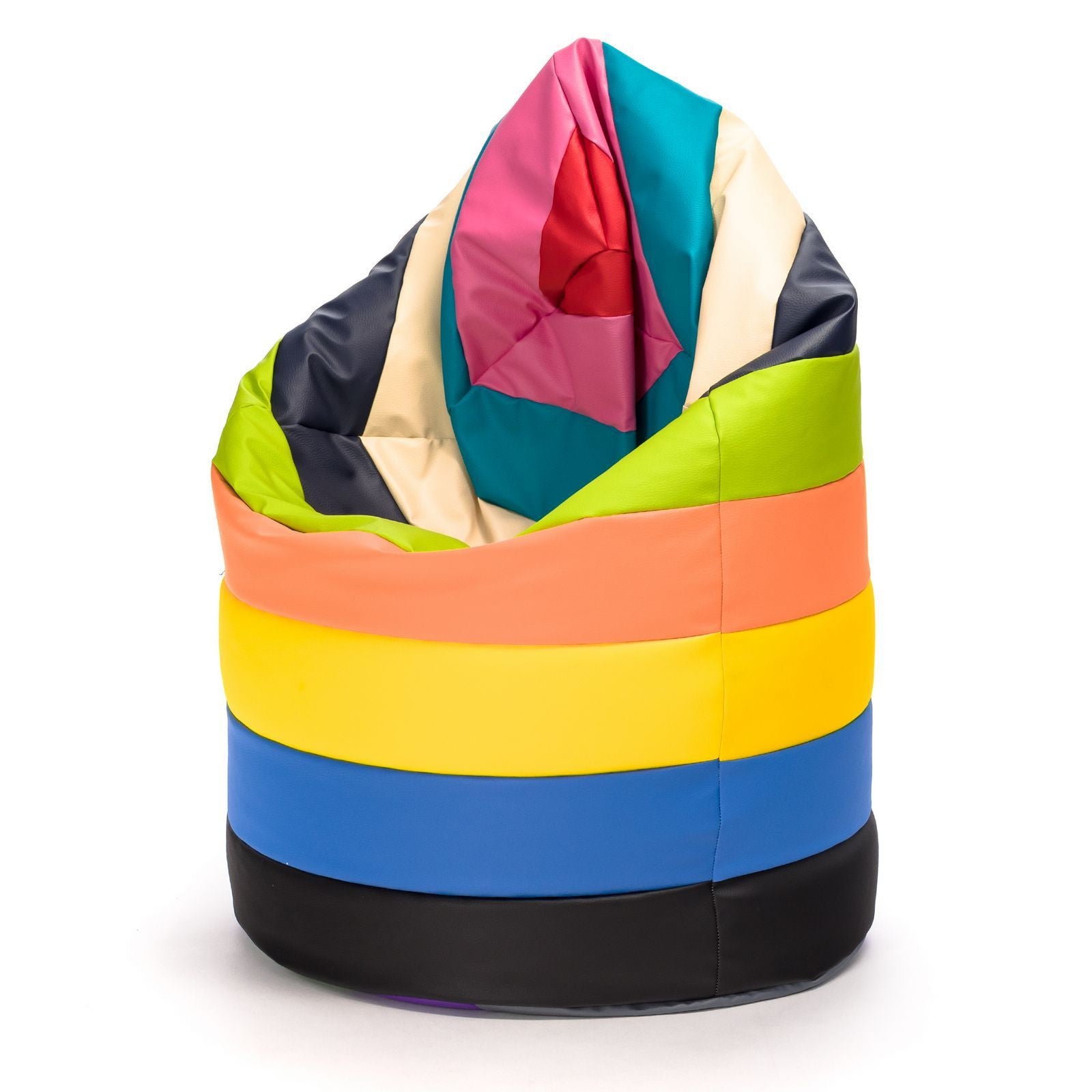 Pouf Poltrona Sacco L Patchwork Design in Ecopelle