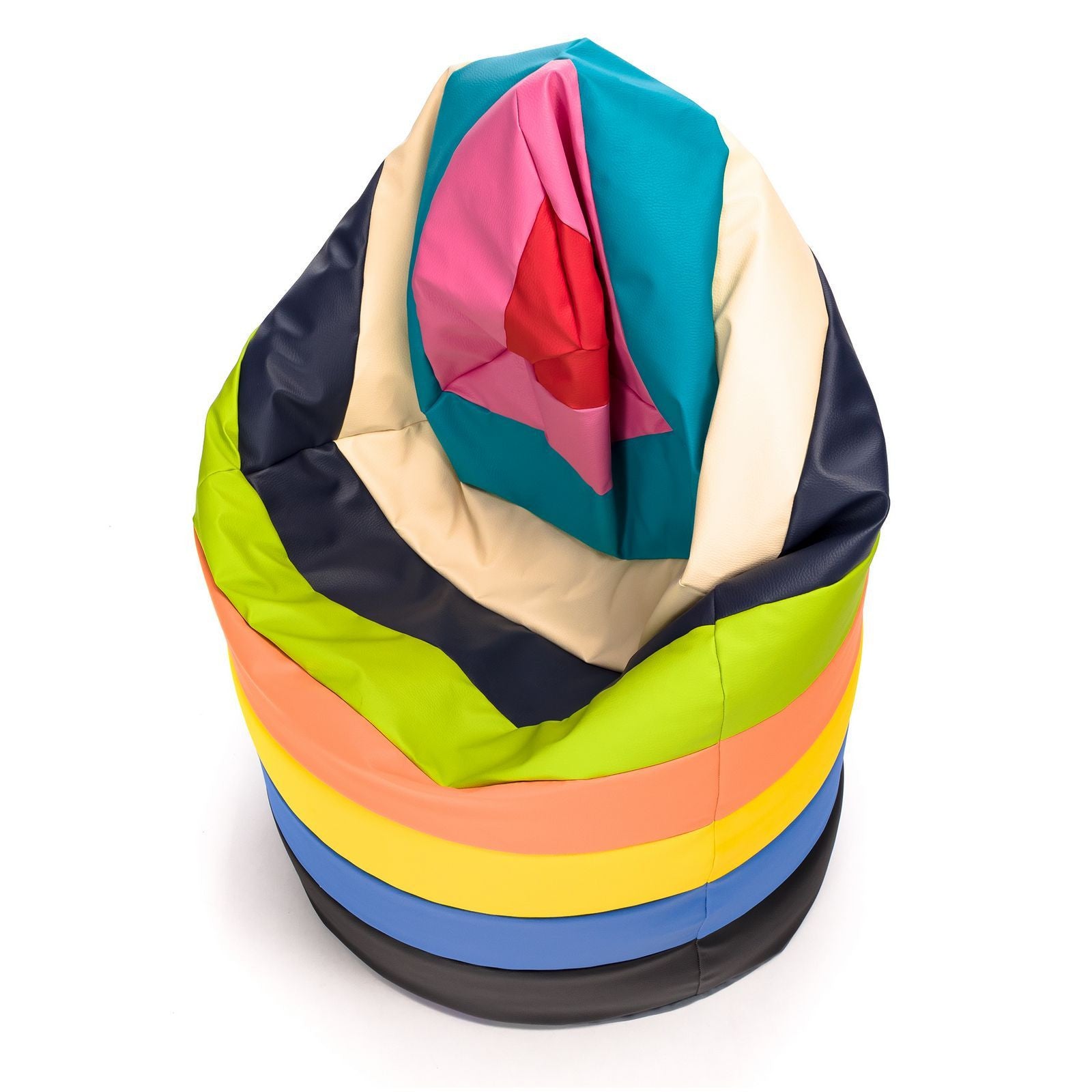 Pouf Poltrona Sacco L Patchwork Design in Ecopelle