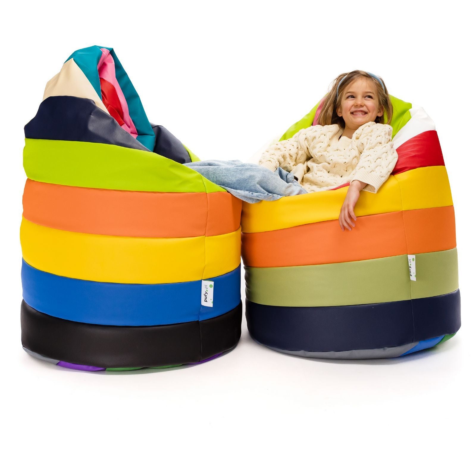 Pouf Poltrona Sacco L Patchwork Design in Ecopelle