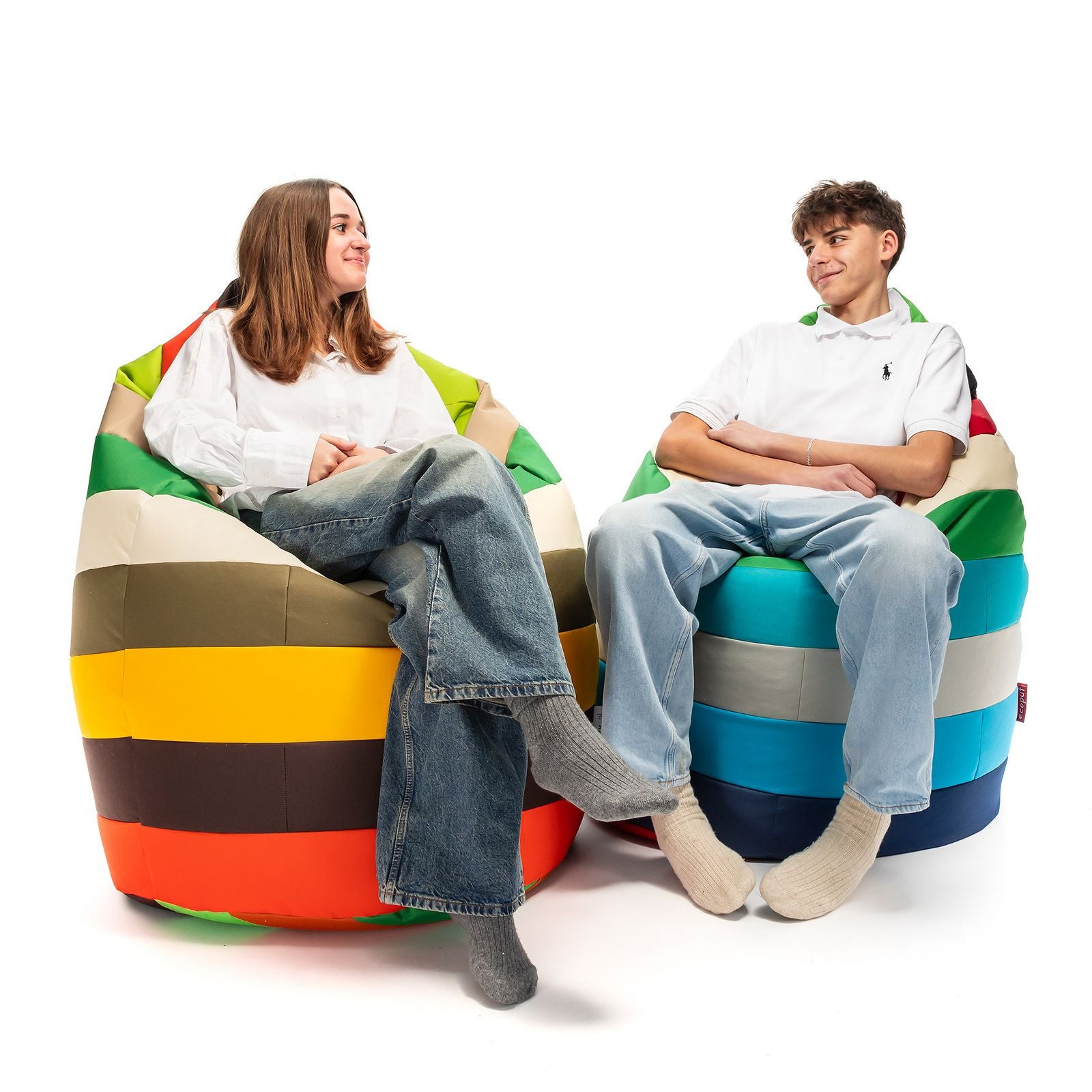 Pouf Poltrona Sacco L Patchwork Design in Poliestere