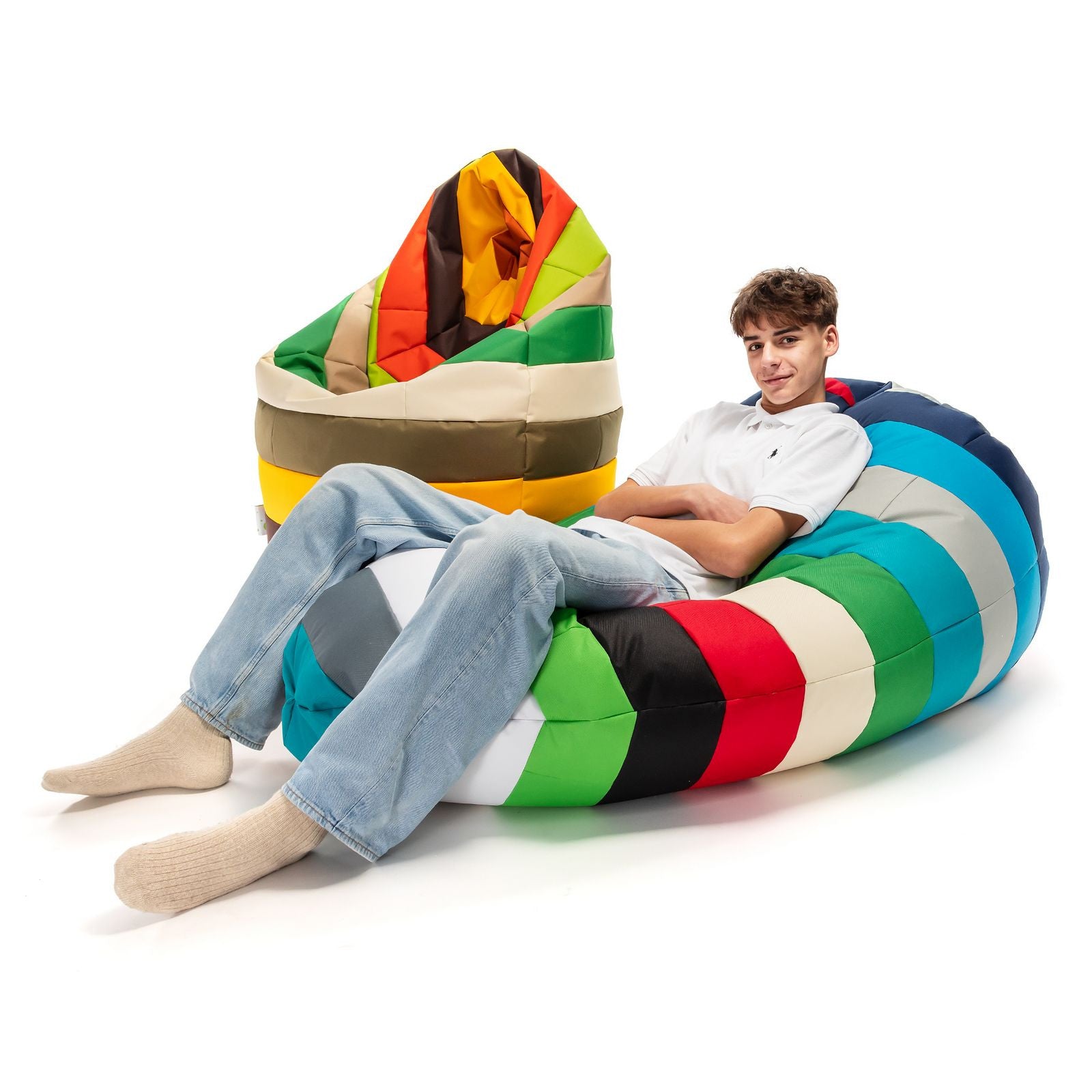 Pouf Poltrona Sacco L Patchwork Design in Poliestere