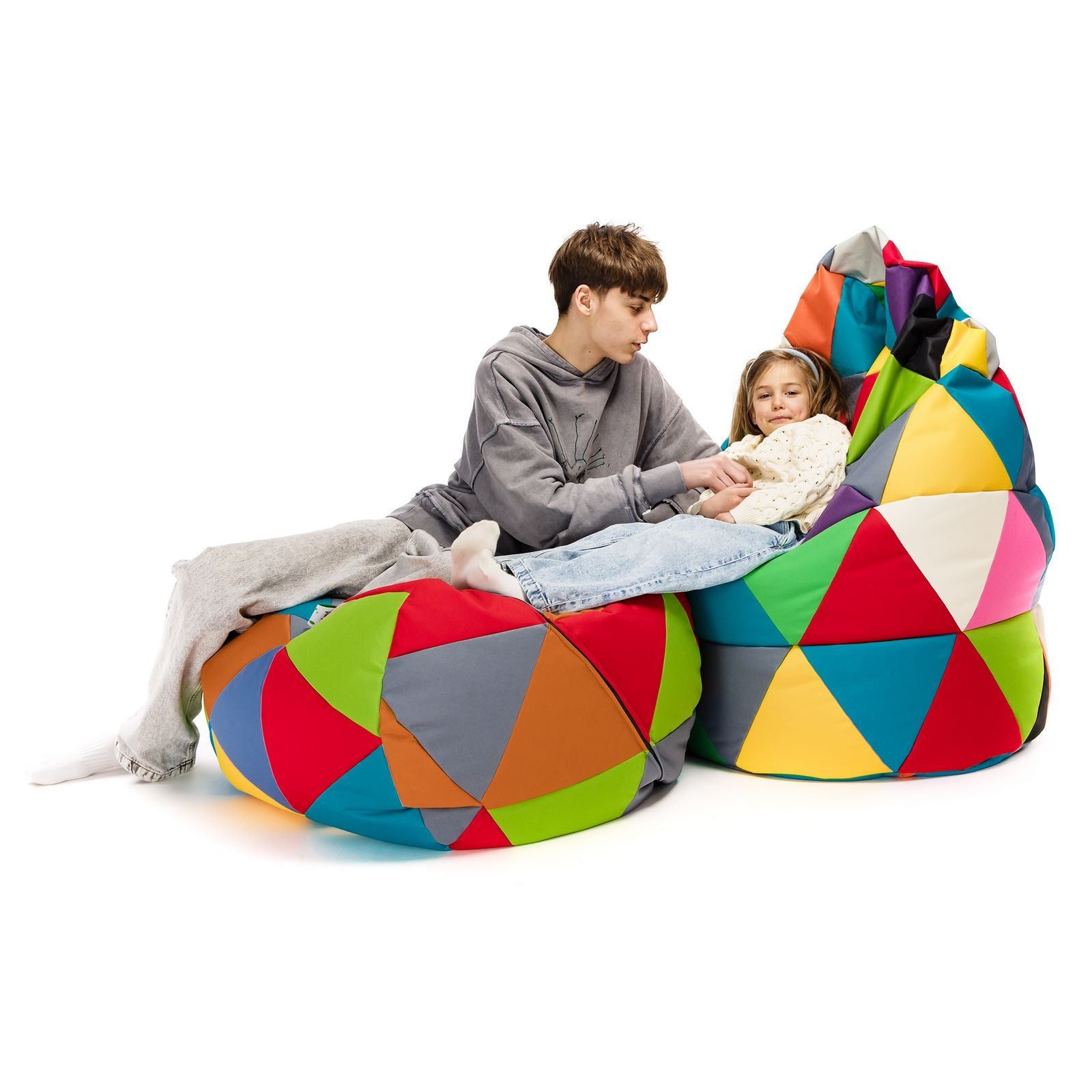 Pouf Poltrona Sacco L Patchwork Design in Poliestere