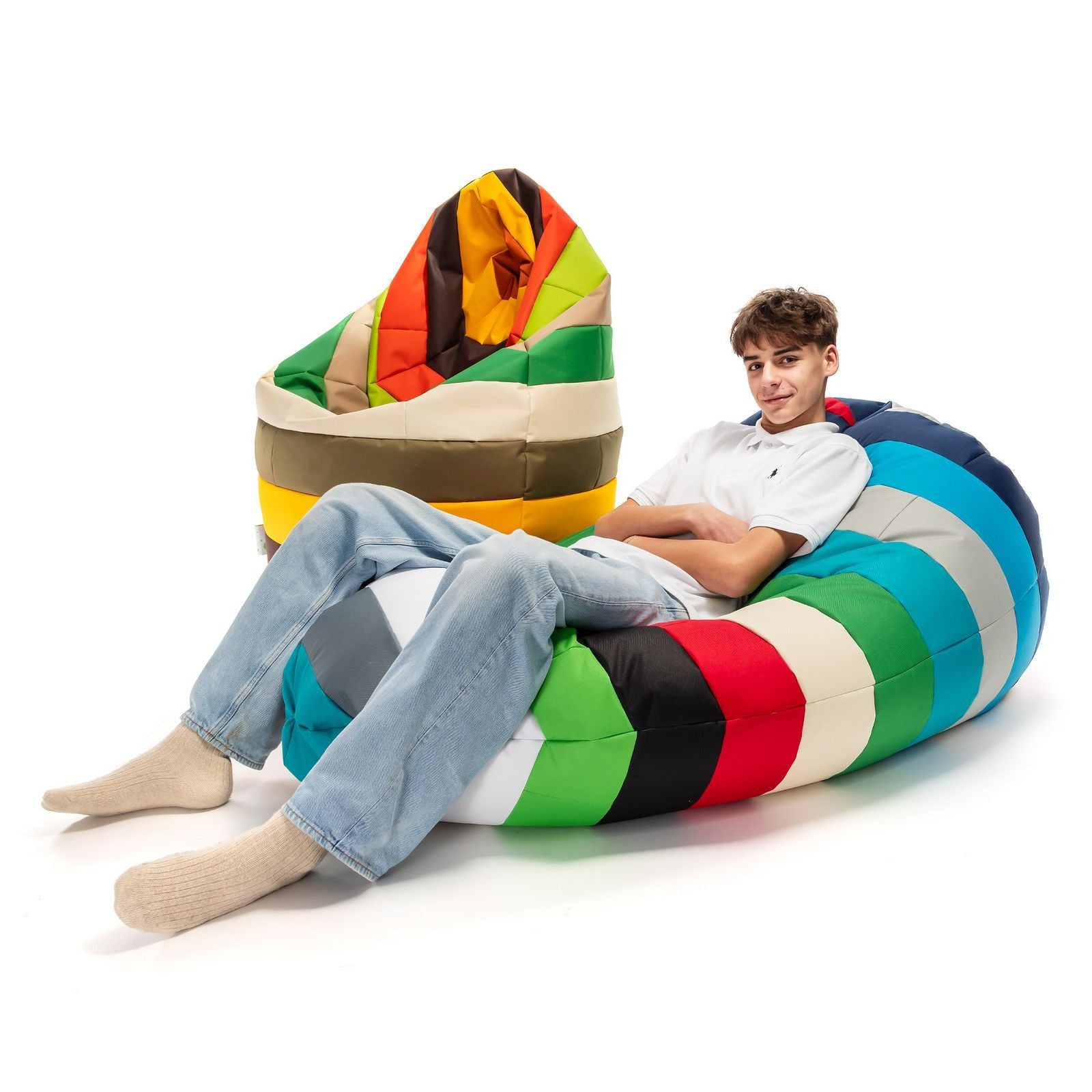 Pouf Poltrona Sacco XL Patchwork Design in Poliestere