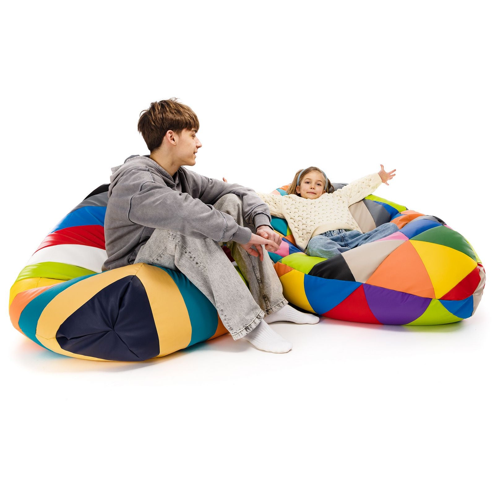 Pouf Poltrona Sacco XL Patchwork Design in Ecopelle