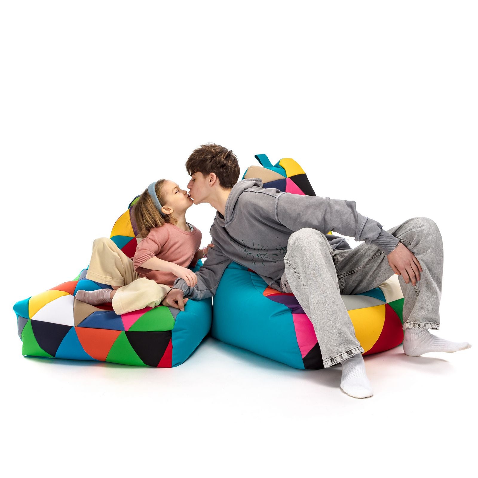 Pouf poltrona sacco seduta keiko m patchwork poliestere