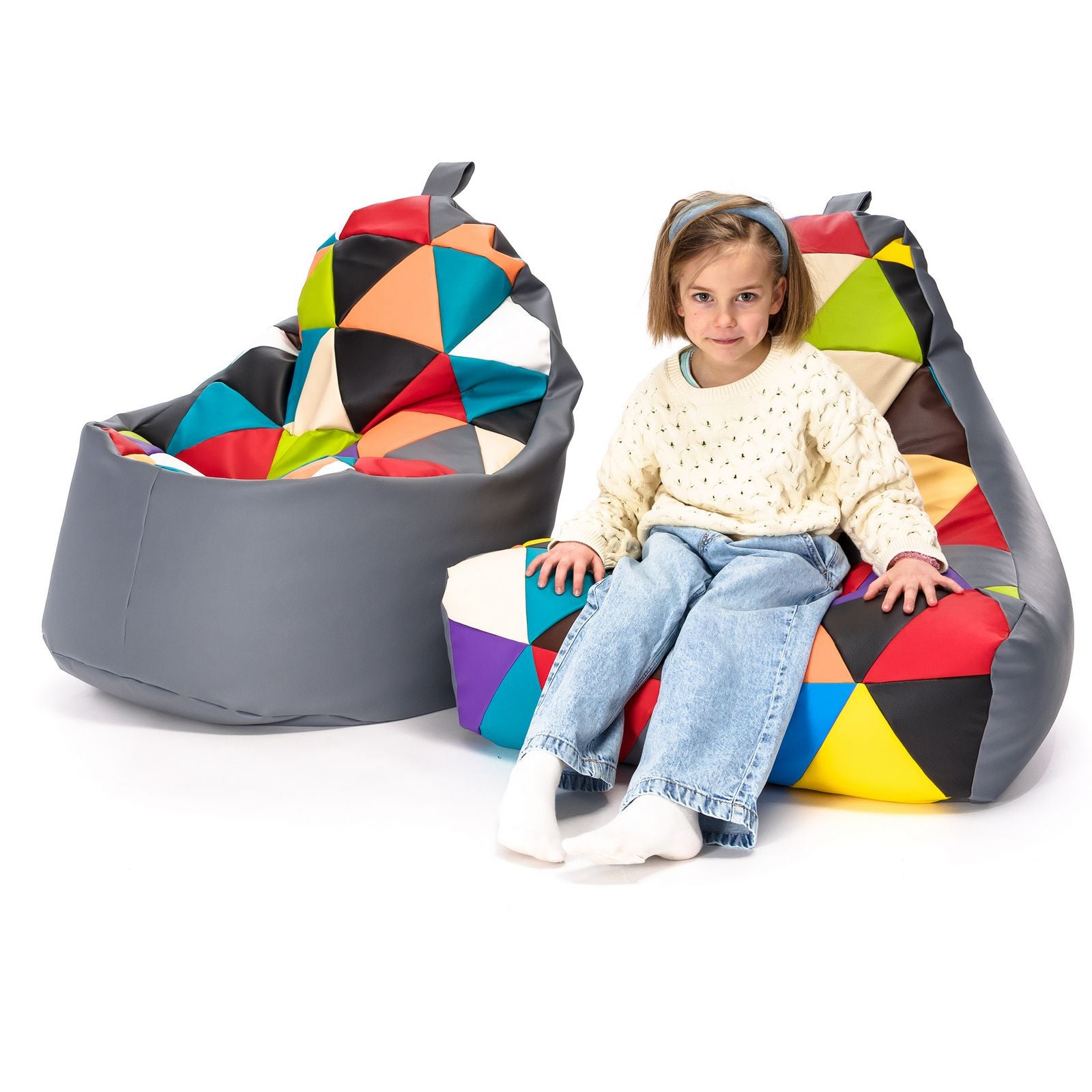 Pouf poltrona sacco seduta keiko s patchwork ecopelle