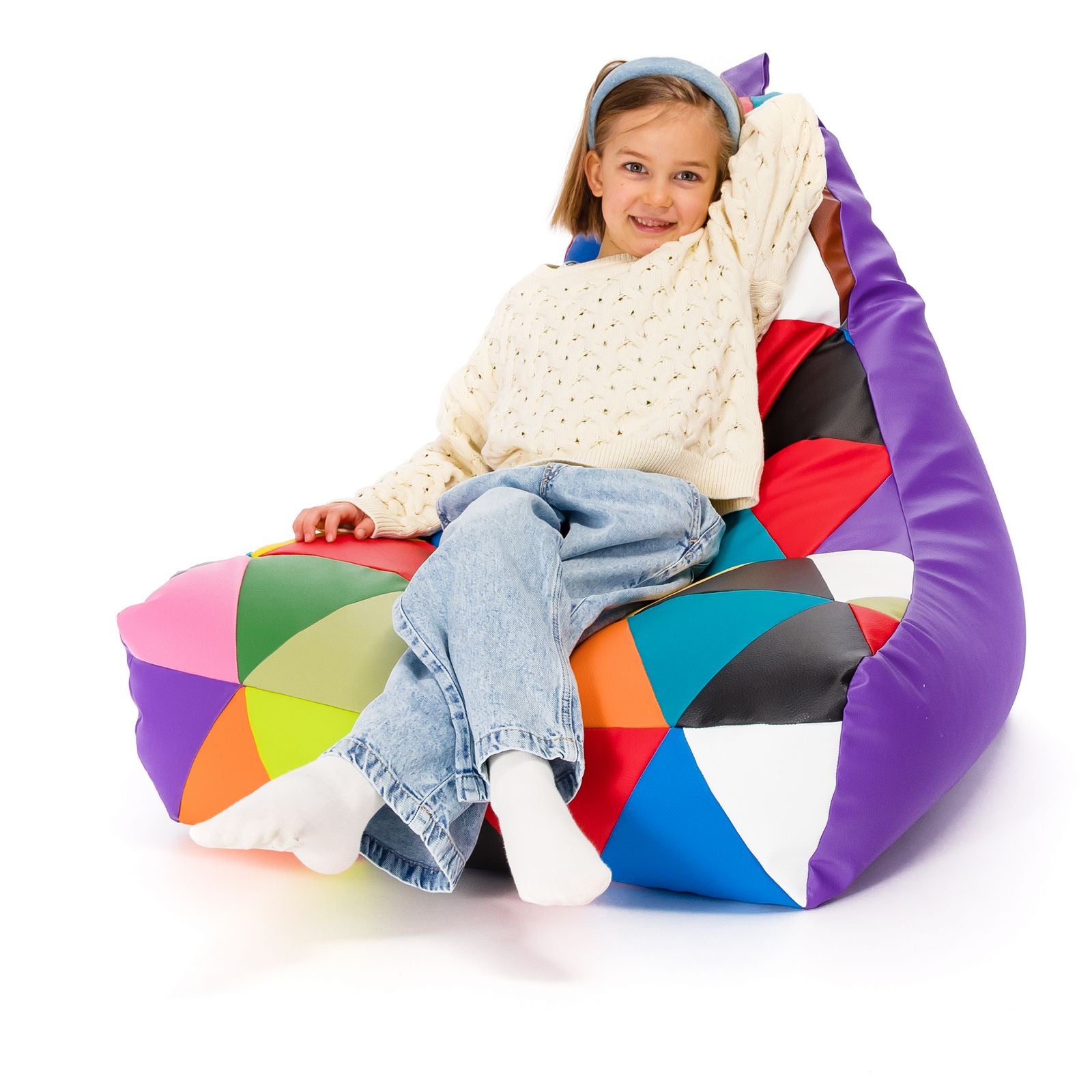 Pouf poltrona sacco seduta keiko s patchwork ecopelle