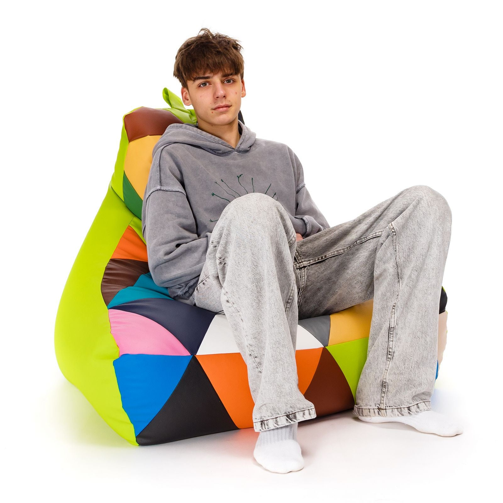 Pouf poltrona sacco seduta keiko s patchwork ecopelle