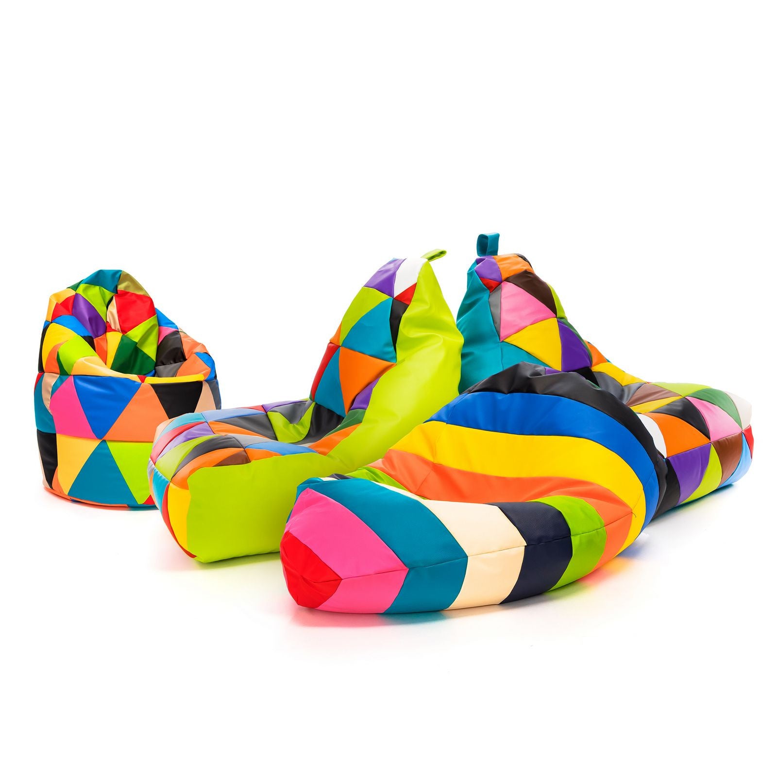 Pouf poltrona sacco seduta keiko s patchwork ecopelle