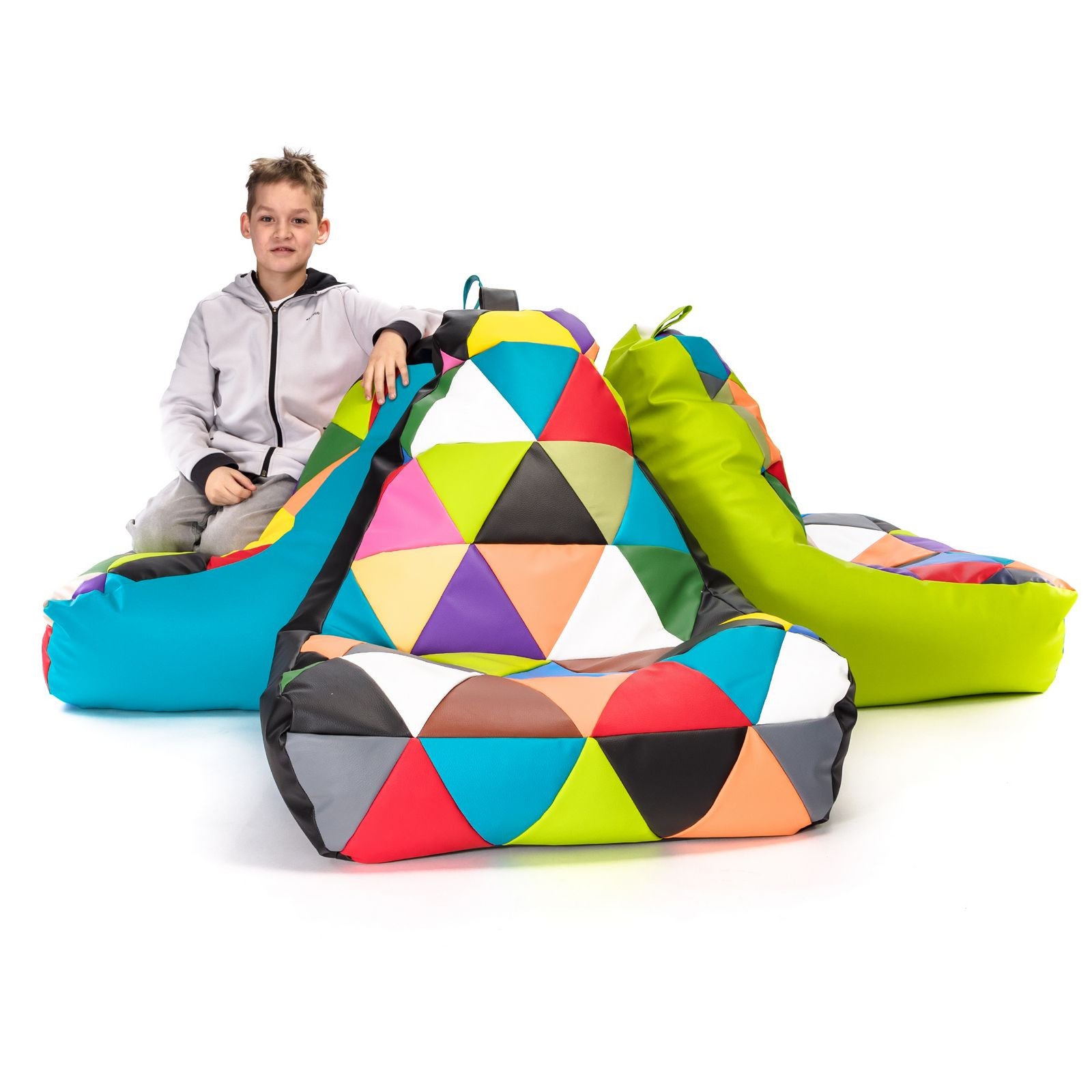 Pouf poltrona sacco seduta keiko s patchwork ecopelle