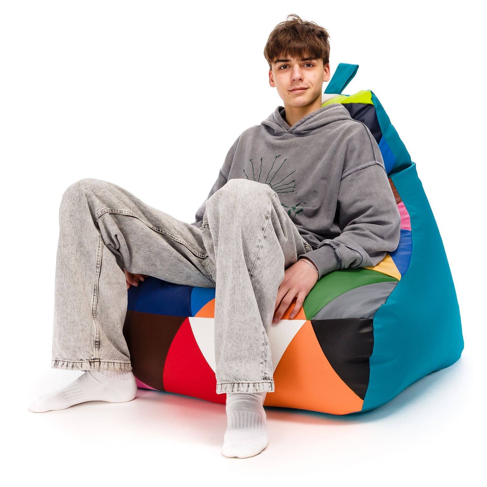 Pouf poltrona sacco seduta keiko s patchwork ecopelle