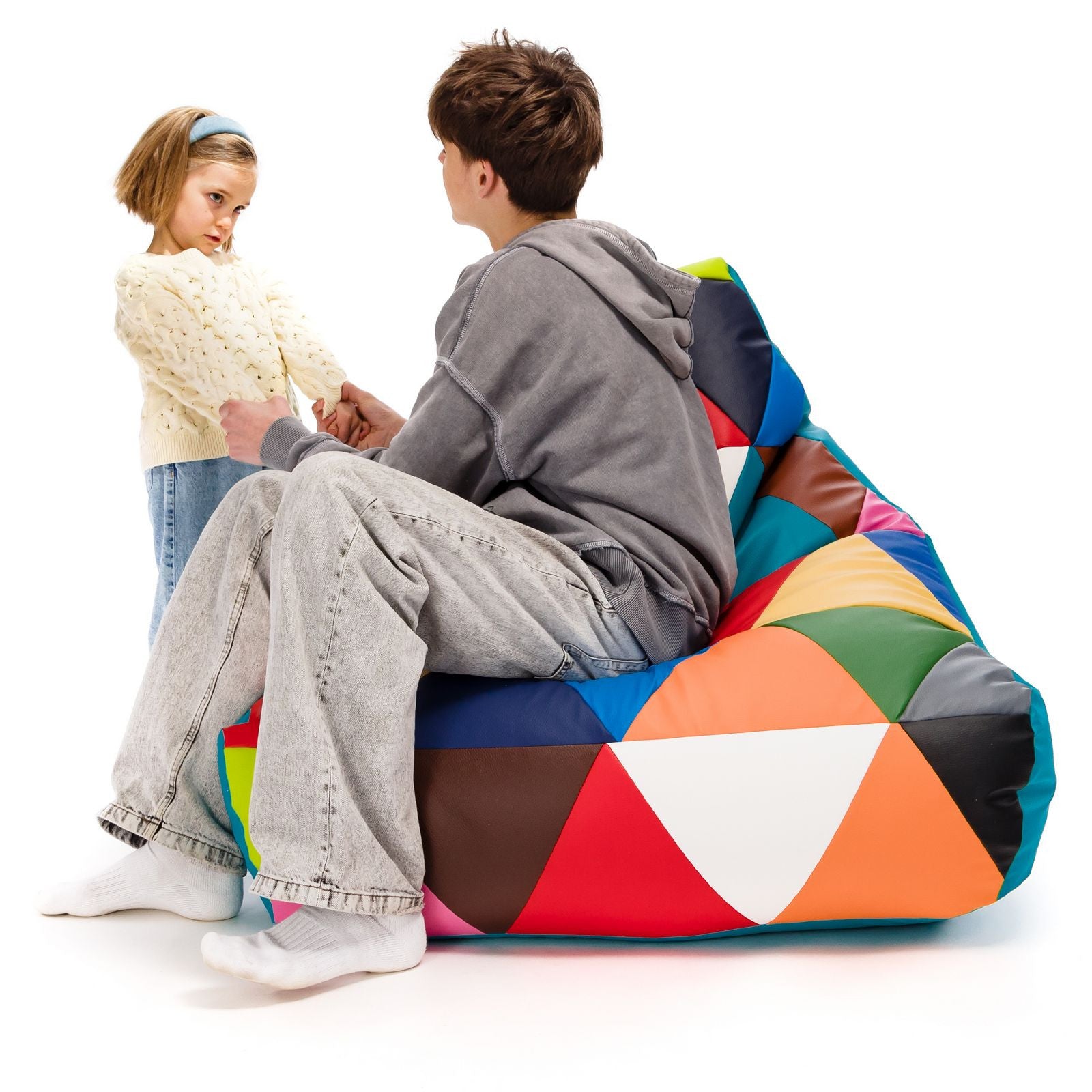 Pouf poltrona sacco seduta keiko s patchwork ecopelle