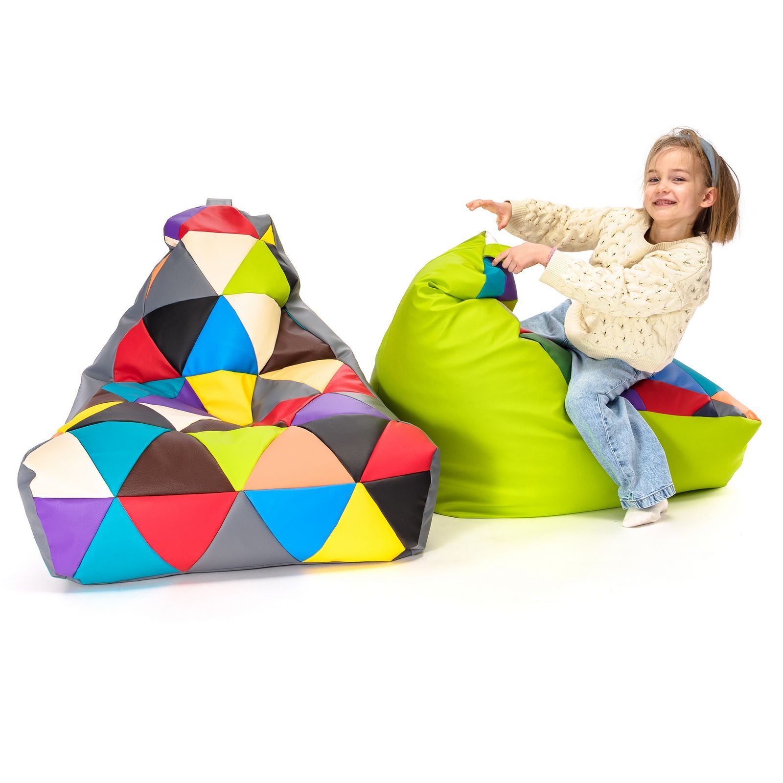 Pouf poltrona sacco seduta keiko s patchwork ecopelle