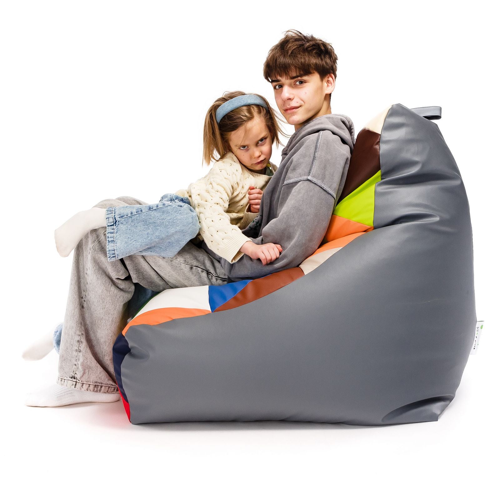 Pouf poltrona sacco seduta keiko s patchwork ecopelle