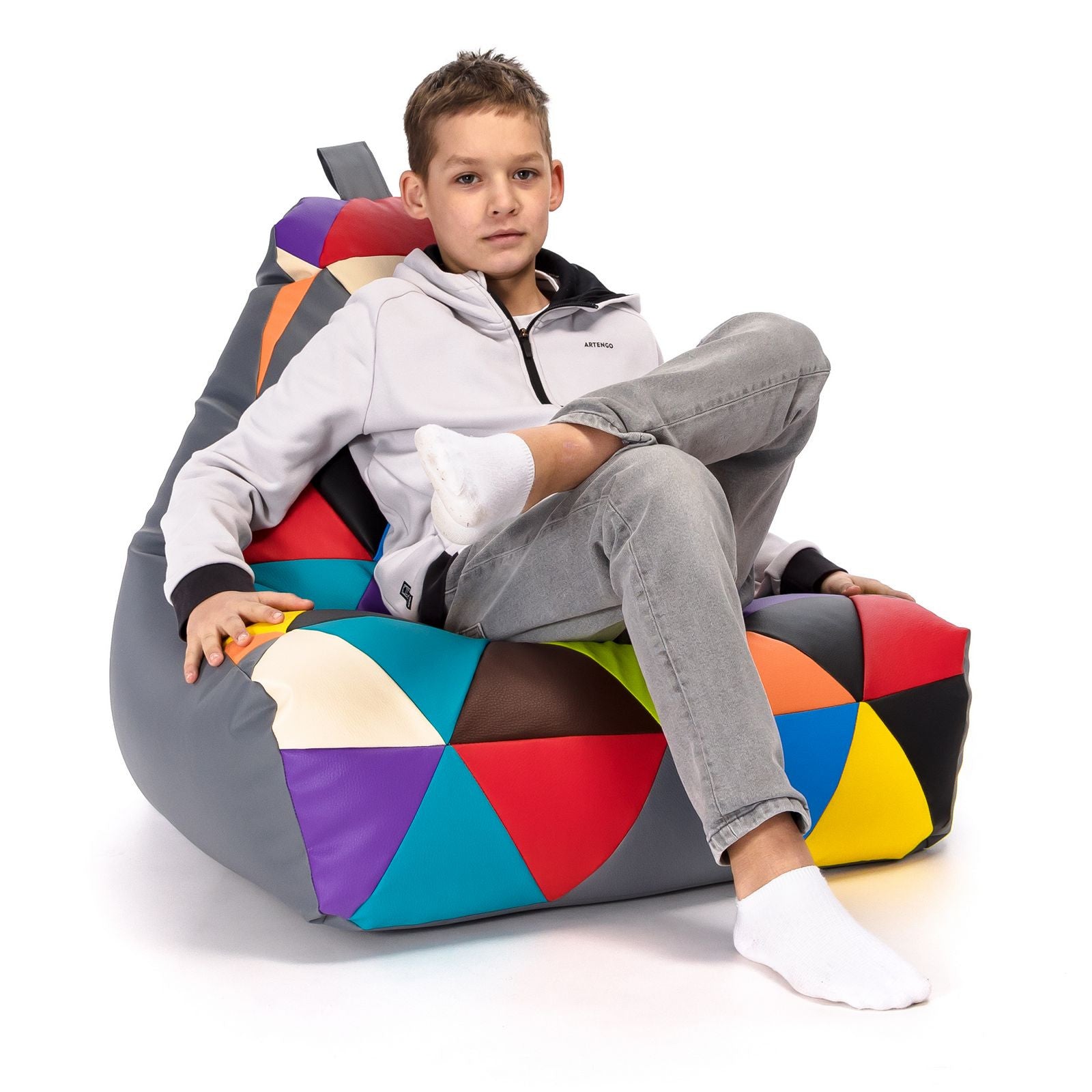 Pouf poltrona sacco seduta keiko s patchwork ecopelle