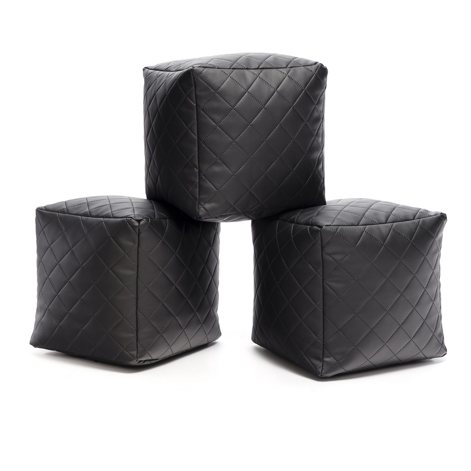 Pouf Poggiapiedi Sgabello Quadrato in Ecopelle Trapuntata 37x37