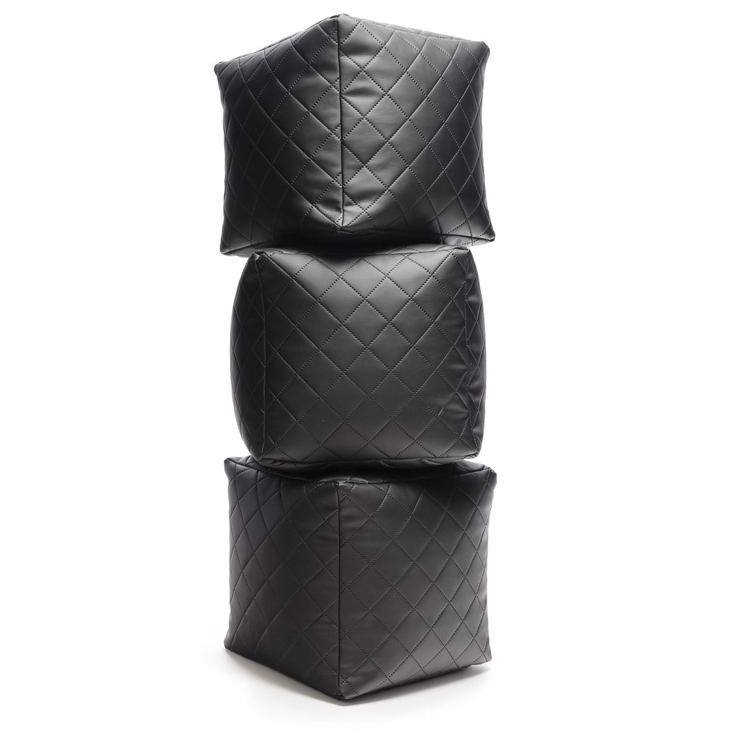 Pouf Poggiapiedi Sgabello Quadrato in Ecopelle Trapuntata 37x37