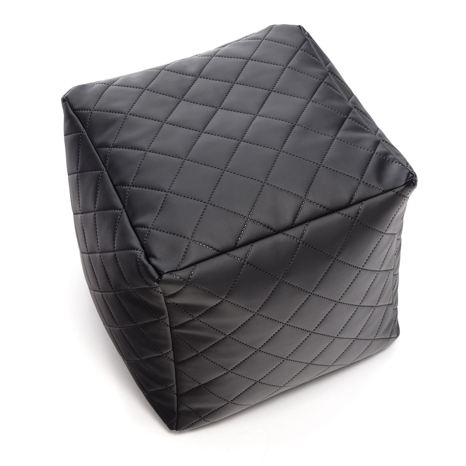 Pouf Poggiapiedi Sgabello Quadrato in Ecopelle Trapuntata 37x37