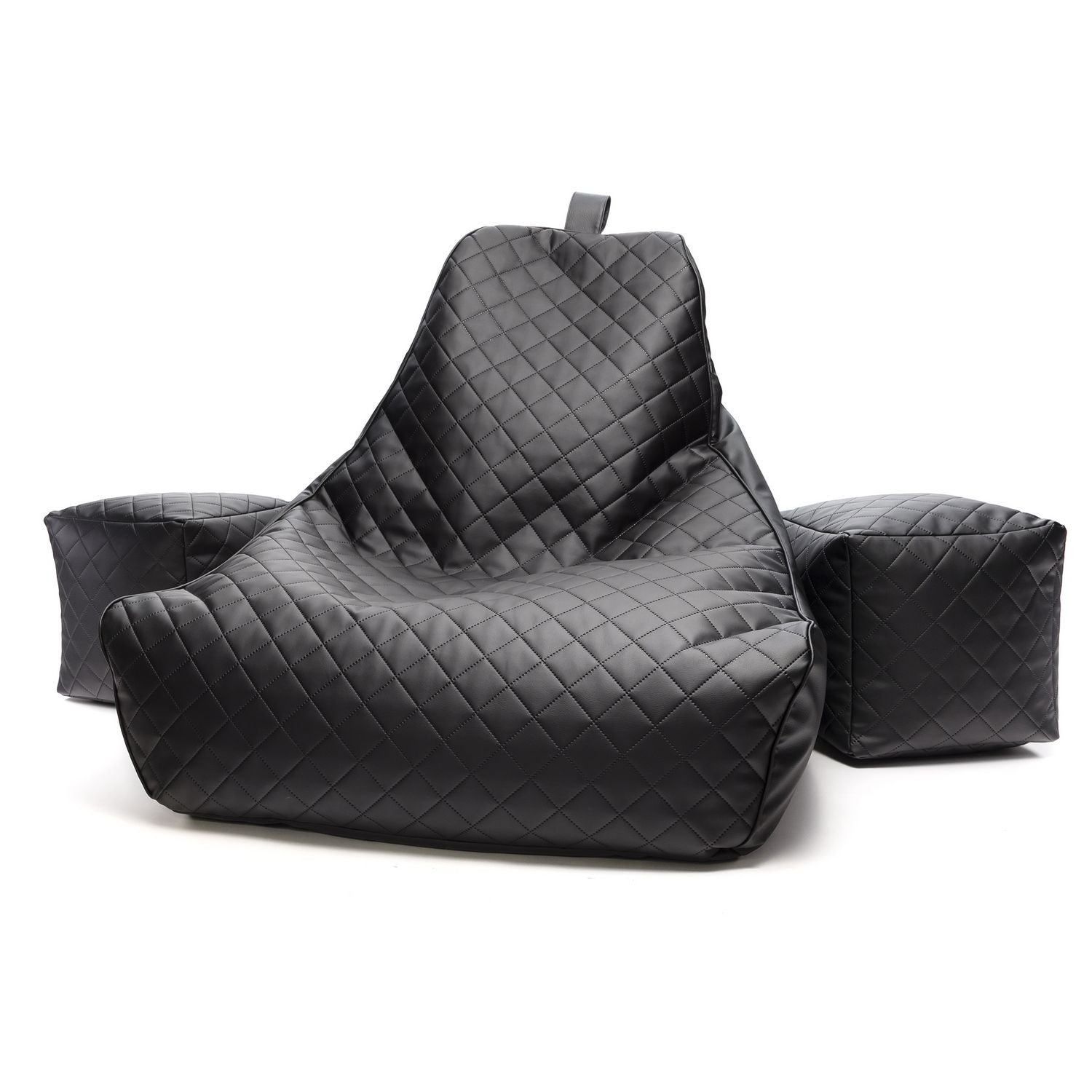Pouf Poggiapiedi Sgabello Quadrato in Ecopelle Trapuntata 37x37