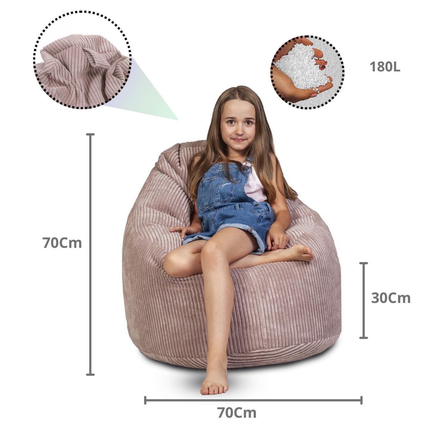 Yoko Pouf Poltrona Sacco In Velluto Cuscino e Maniglia Inclusi