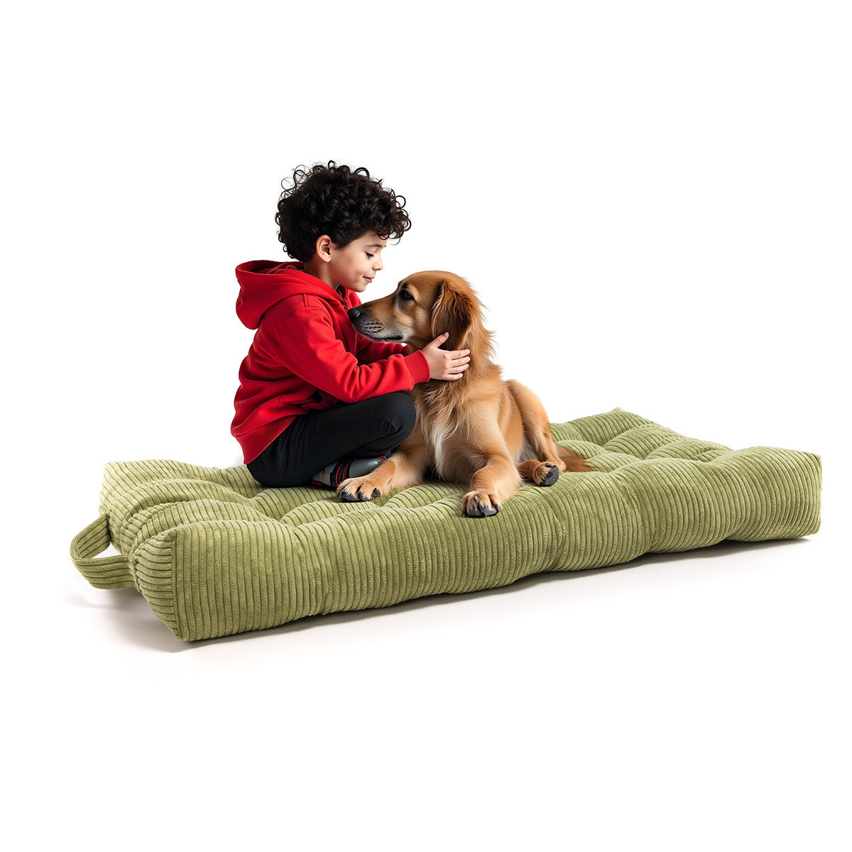 Pouf Cuccia Trapuntato XL in Velluto a Coste Sfoderabile