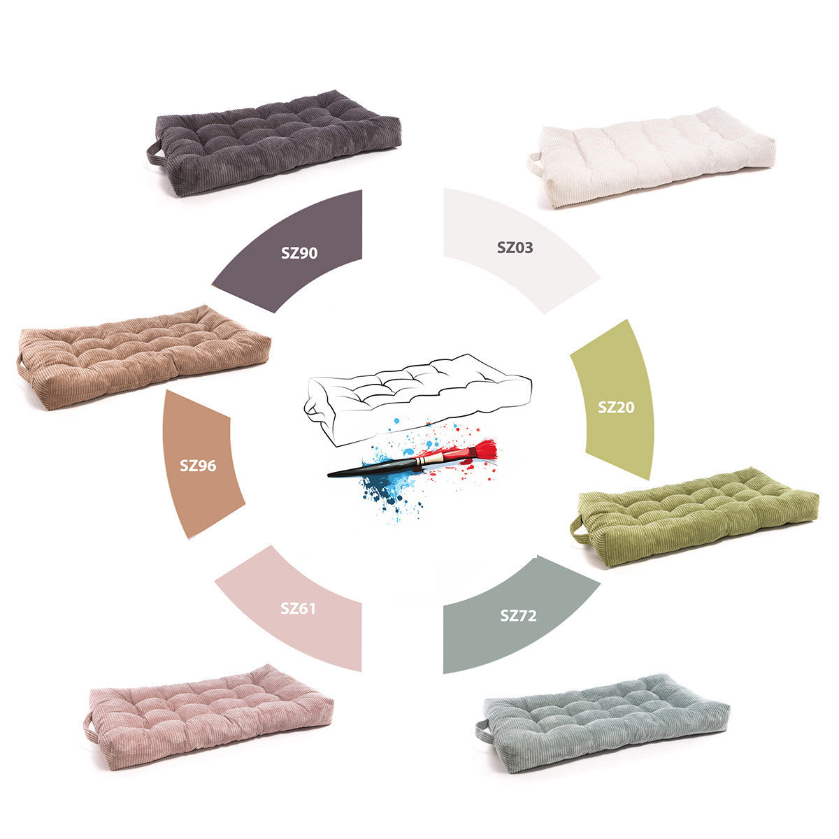 Pouf Cuccia Trapuntato XL in Velluto a Coste Sfoderabile