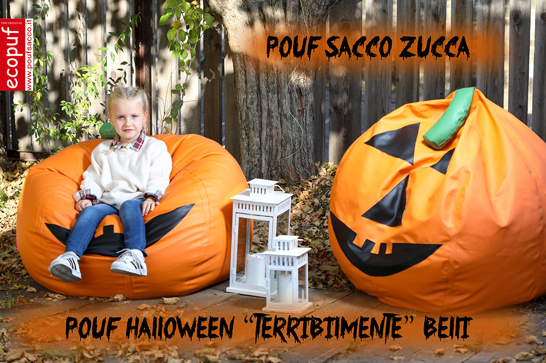 POUF A FORMA DI ZUCCA PER HALLOWEEN IN ECOPELLE