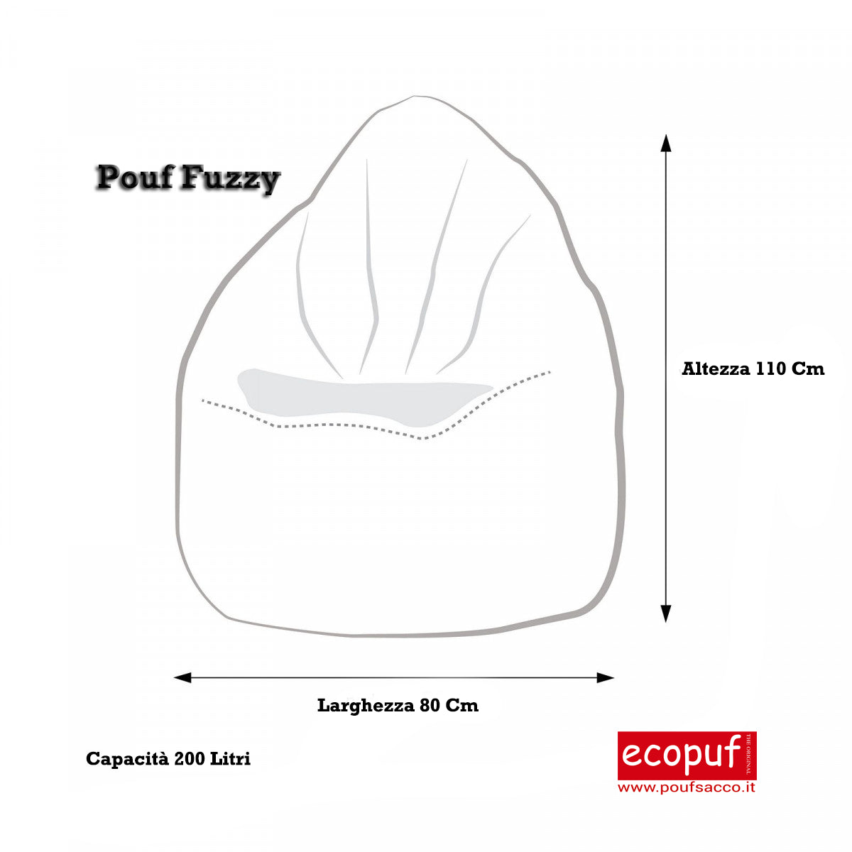 POLTRONA POUF SACCO FUZZY ECOPELLE