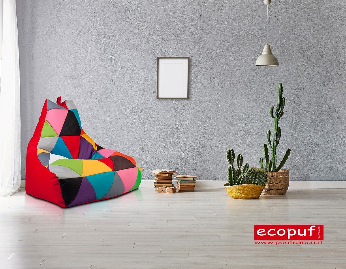 POUF POLTRONA SACCO SEDUTA KEIKO S PATCHWORK ECOPELLE