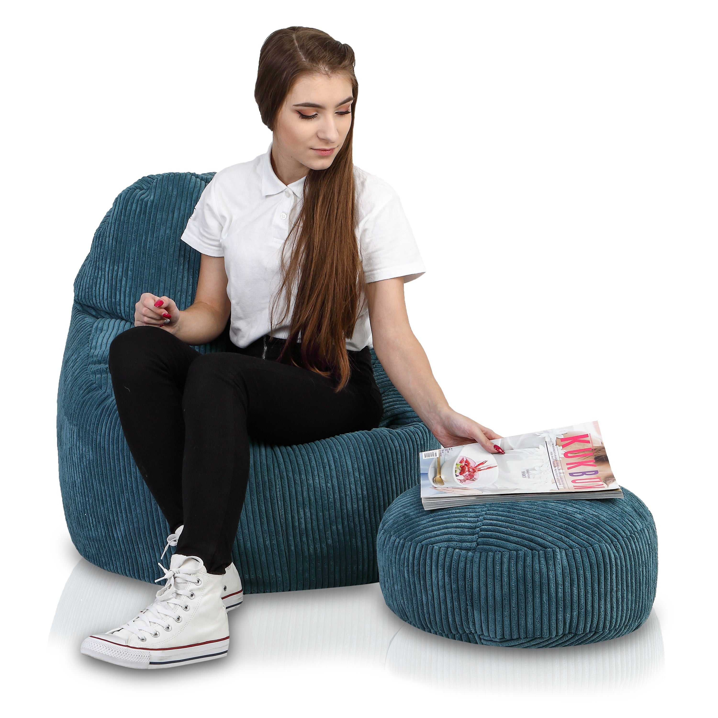 POLTRONA SACCO POUF YOKO SEDUTA IN VELLUTO
