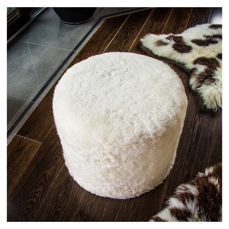 POUF CILINDRO PELLE NATURALE 40X50