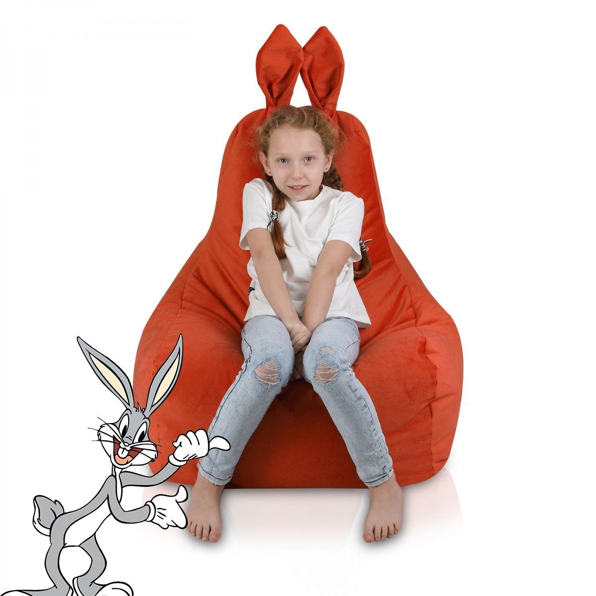 POUF POLTRONA SACCO CONIGLIETTO BUGS BUNNY L IN MICROFIBRA