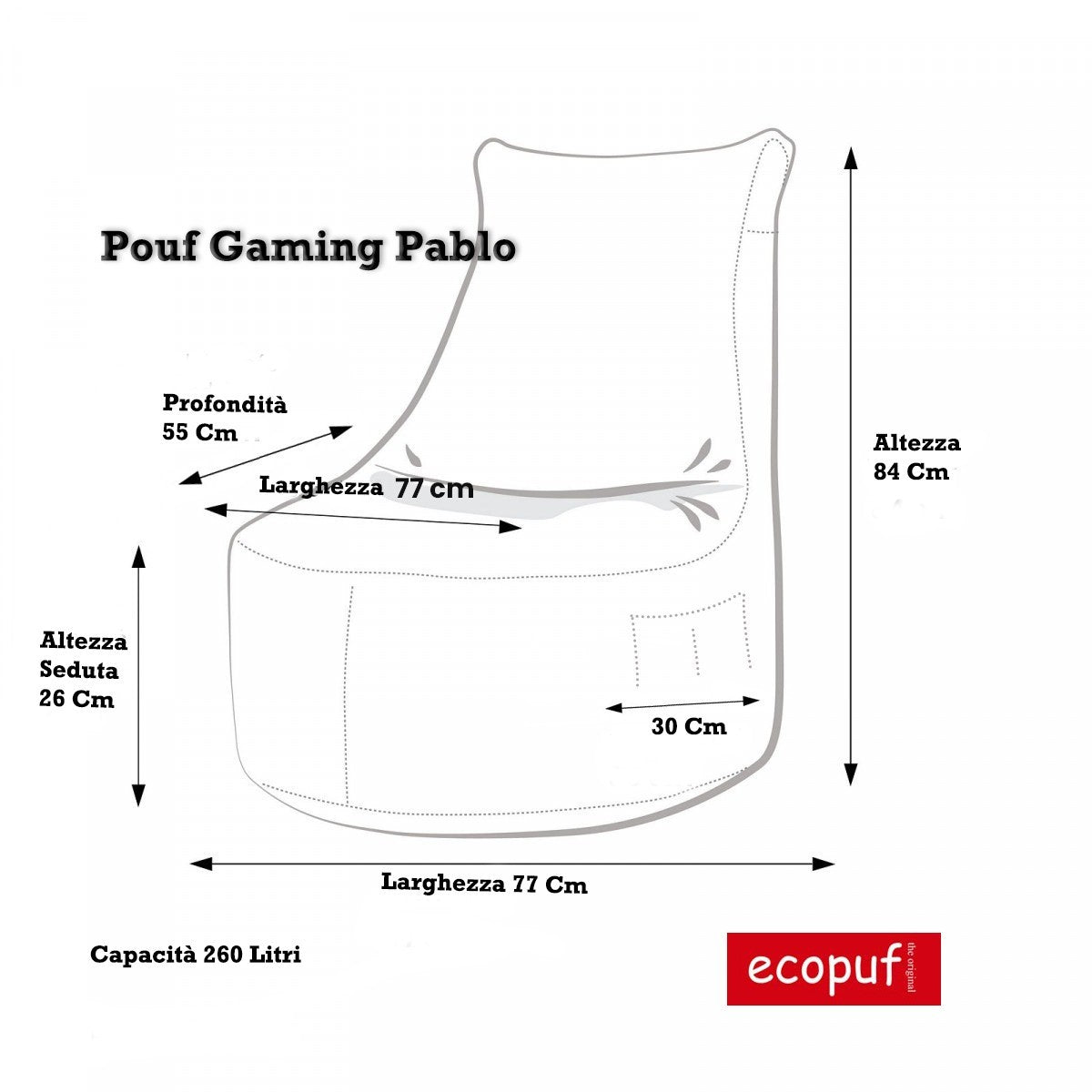POLTRONA POUF DA GAMING PABLO IN ECOPELLE