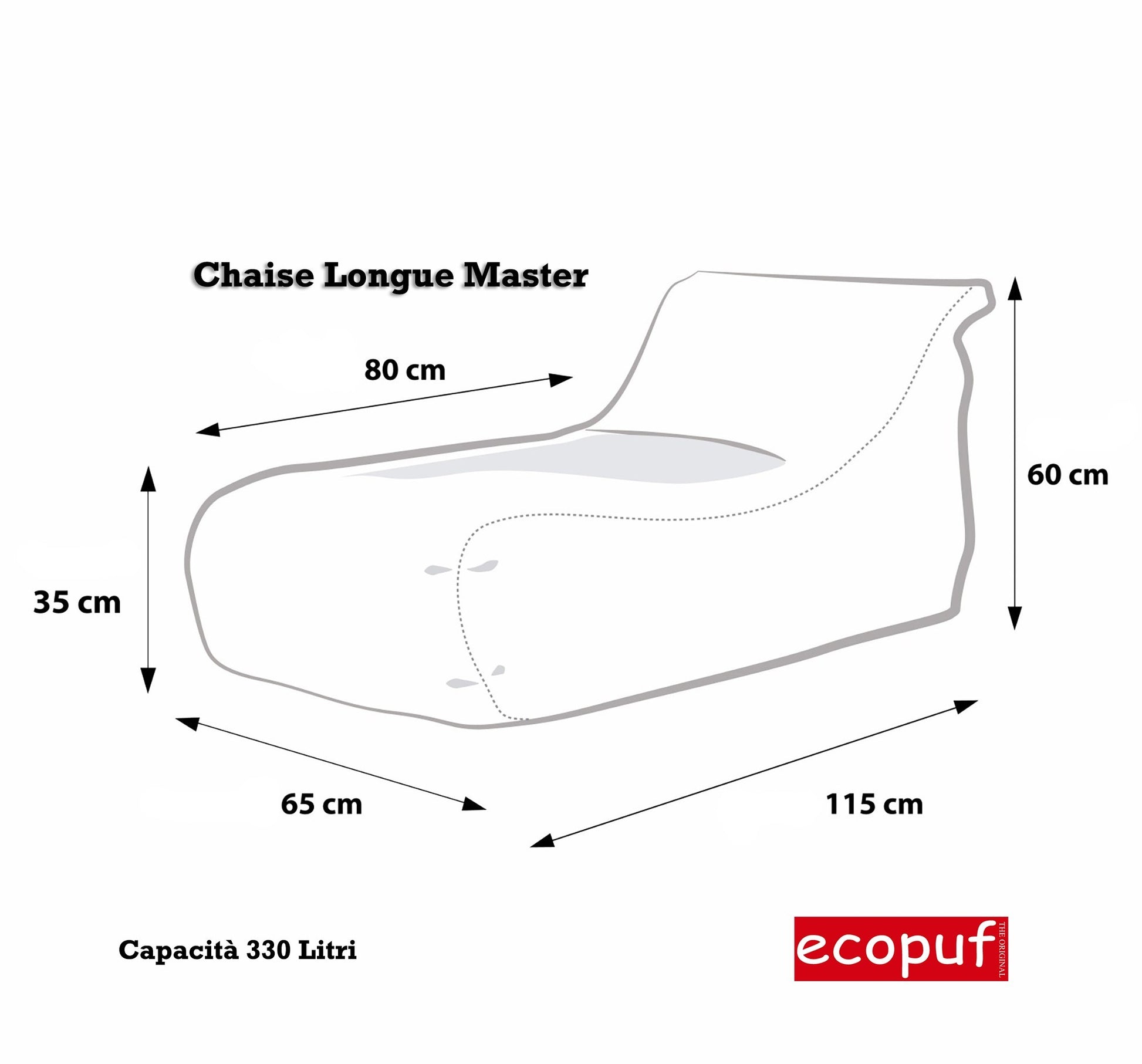 POUF CHAISE LONGUE MASTER POLIESTERE SFODERABILE