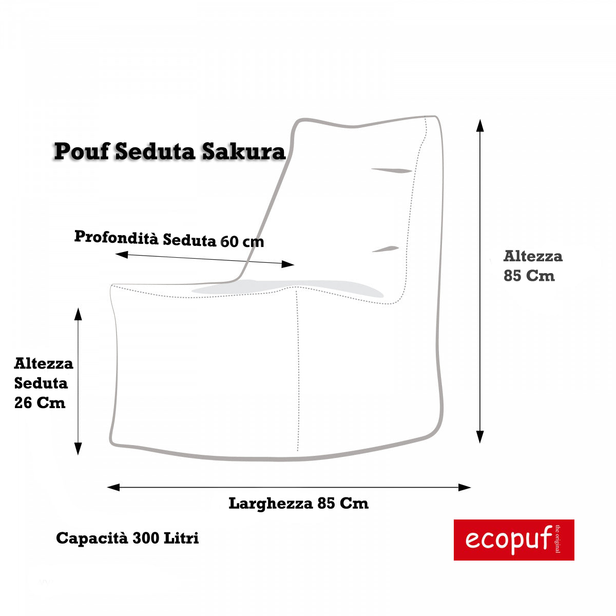 COVER SAKURA POUF POLTRONA SACCO SEDUTA IN ECOPELLE SCHIENALE ALTO