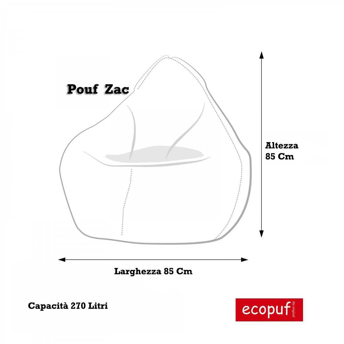 COVER POLTRONA POUF SACCO ZAC ECOPELLE