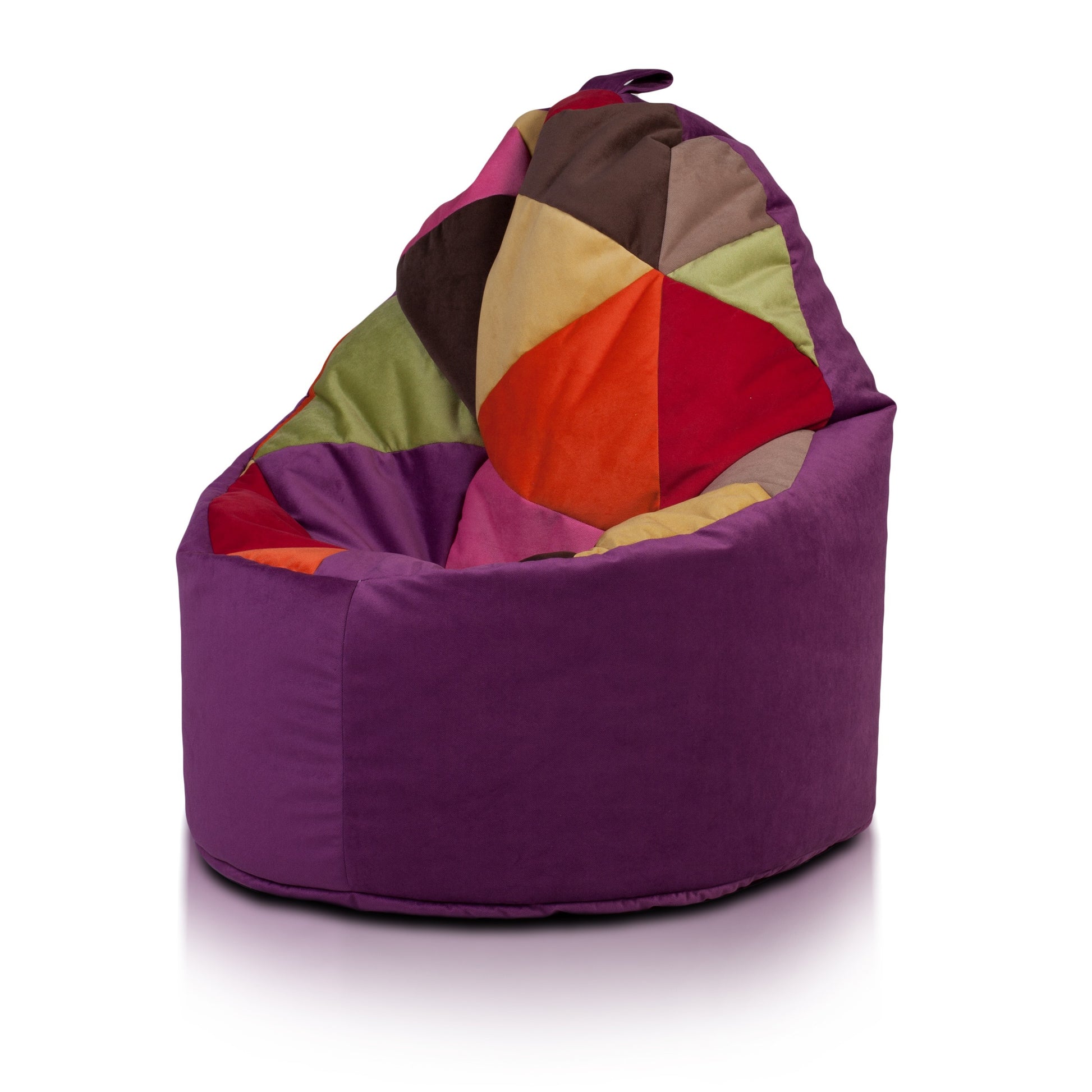 YOKO POLTRONA SACCO POUF IMBOTTITO IN MICROFIBRA PATCHWORK DESIGN, DOPPIA CERNIERA 70X75CM