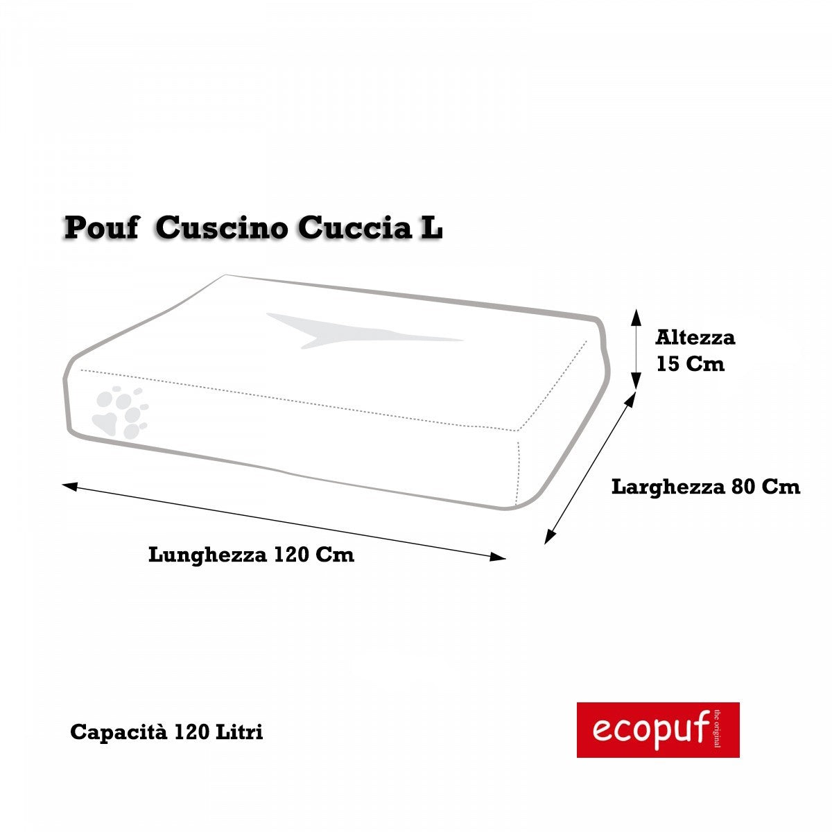POUF CUCCIA CUSCINO L RETTANGOLARE CANE GATTO POLIESTERE