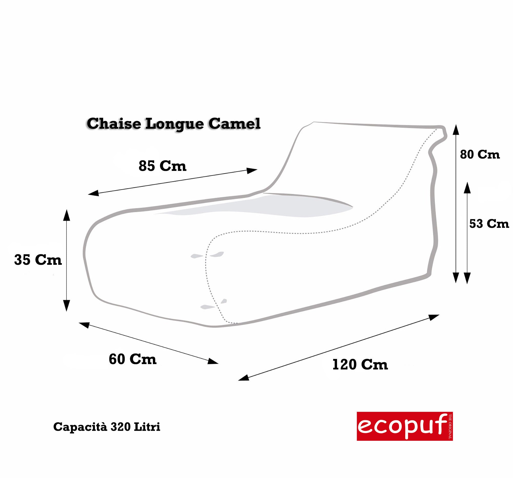Camel Chaise Longue Pouf Poltrona Sacco per Esterno Impermeabile con poggiatesta rimovibile