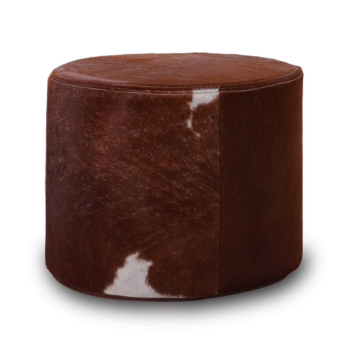 Pouf Poggiapiedi Sgabello Cilindro in Pelle Naturale 40x50