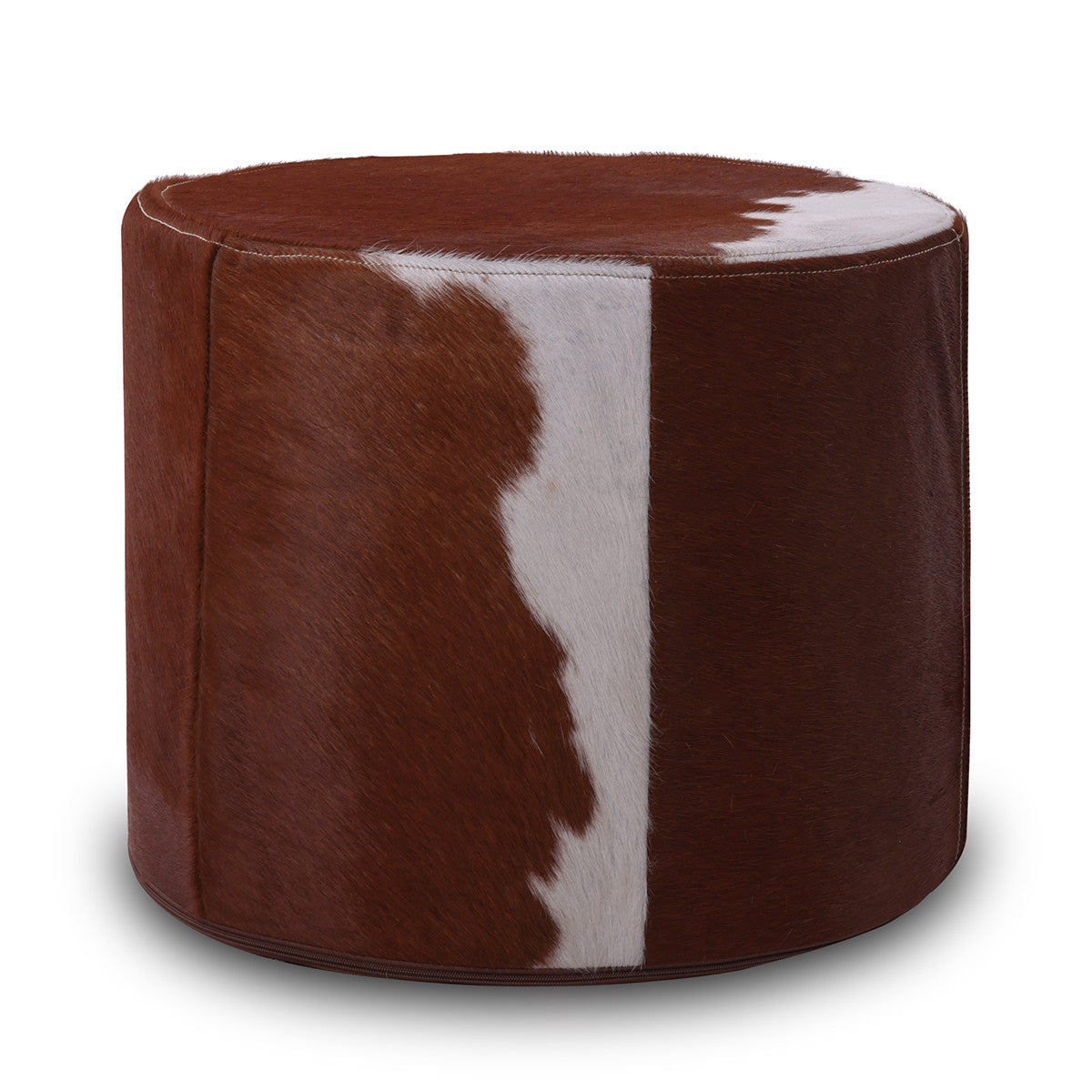 Pouf Poggiapiedi Sgabello Cilindro in Pelle Naturale 40x50