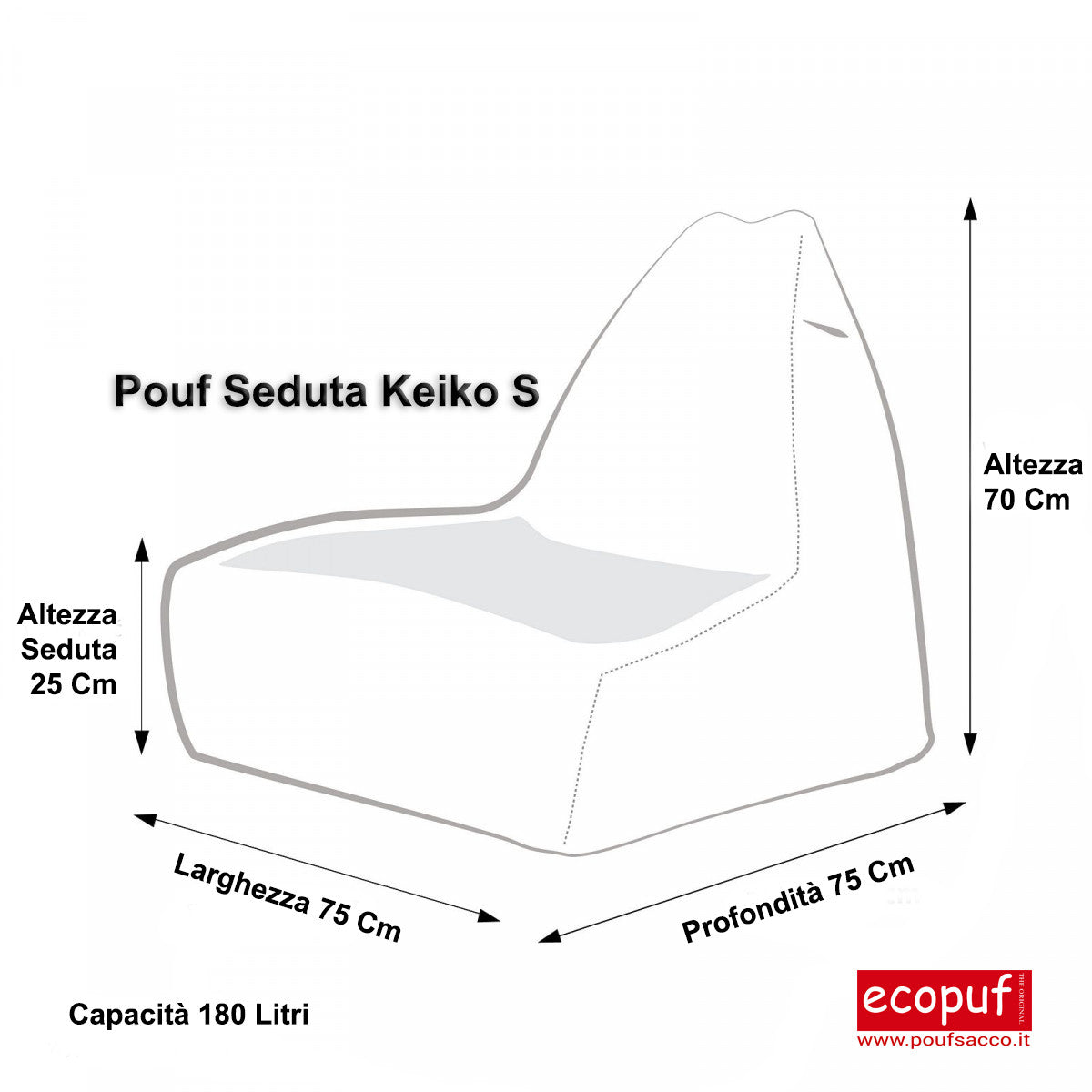 Keiko S Modern Poltrona Pouf Sacco Poliestere Design con Maniglia