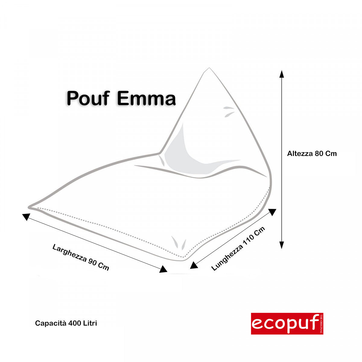 Emma Pouf Poltrona a Sacco Cuscino da terra in Poliestere fantasia Design Sfoderabile e Pratica Maniglia