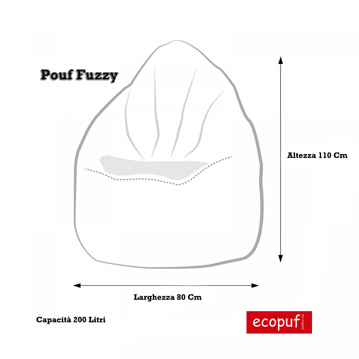 Fuzzy Pouf Poltrona Sacco Design in morbido tessuto Velluto Oeko Tex® Standard 100 Sfoderabile
