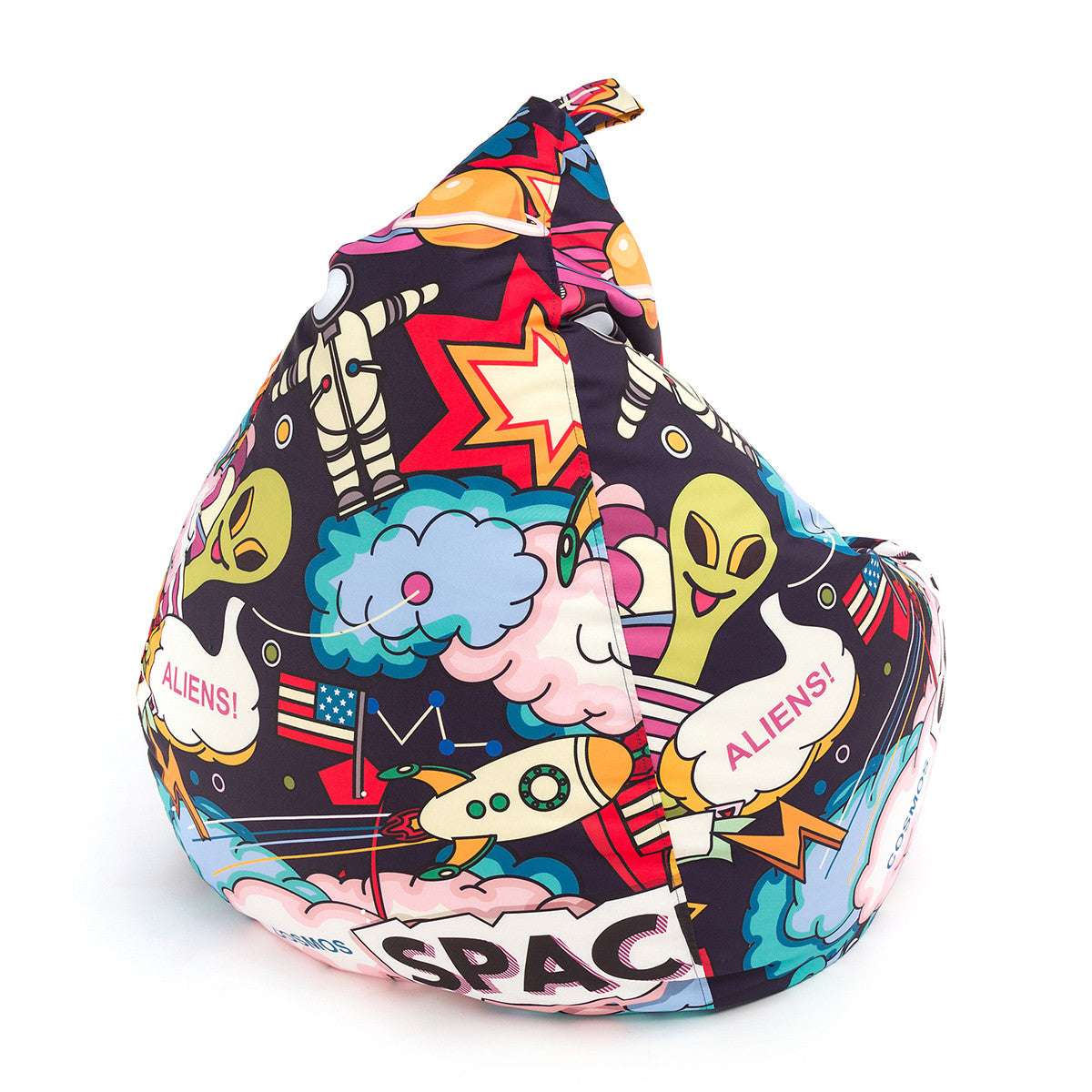 Pouf poltrona sacco oscar in poliestere design con maniglia