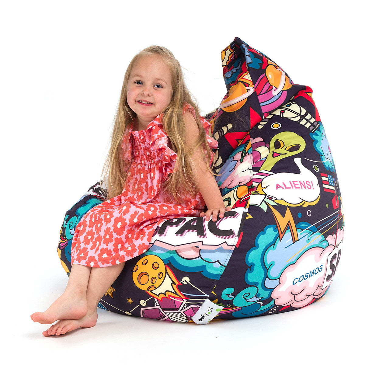 Pouf poltrona sacco oscar in poliestere design con maniglia