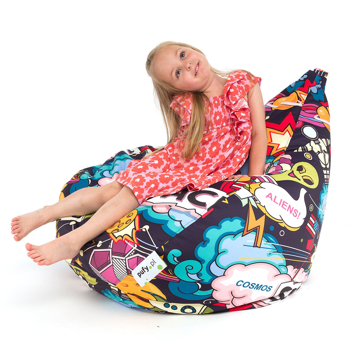 Pouf poltrona sacco oscar in poliestere design con maniglia