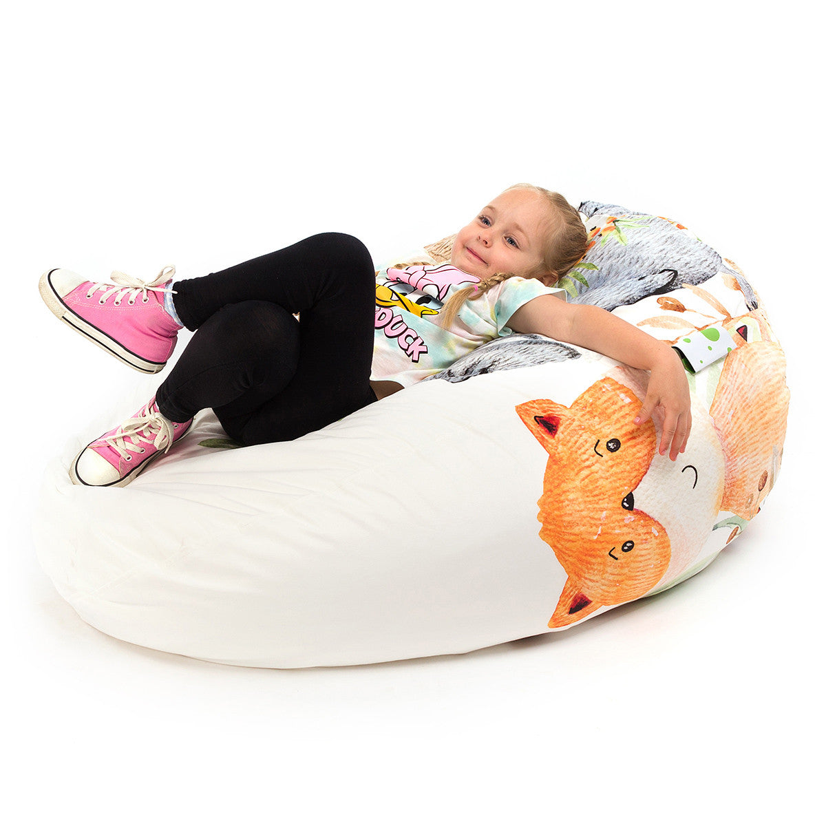 Pouf Poltrona Sacco in Morbido Tessuto Pile di Velluto fantasia Design sfoderabile